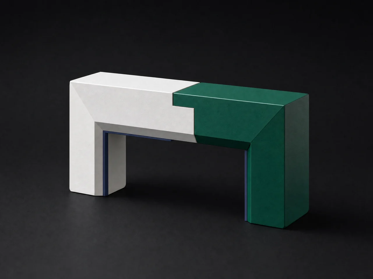 An illustration of two interlocking forms making one continuous structure
