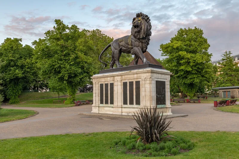 The Maiwand Lion in Forbury Gardens, Reading, a short walk from our Portman Road office